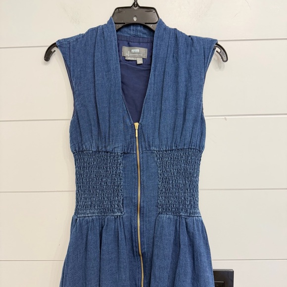 Anthropologie Maeve Cap-Sleeve V-Neck Smocked Midi Dress Size XSP 36221 - Picture 9 of 13